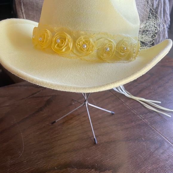 Yellow Cowboy Hat with Floral Band - Picture 2 of 7